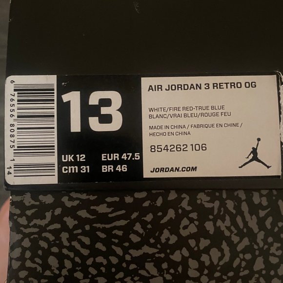 Air Jordan 3 Retro OG Mens Size 13 US - Picture 6 of 8